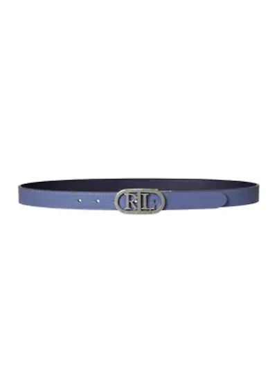 Oval-Logo Reversible Leather Skinny Belt