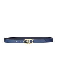 Oval-Logo Reversible Leather Skinny Belt
