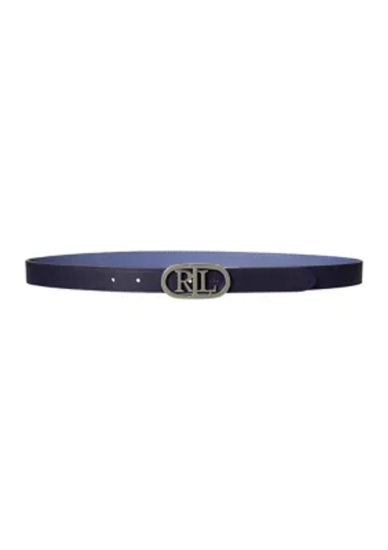 Oval-Logo Reversible Leather Skinny Belt