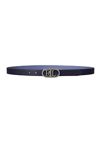 Oval-Logo Reversible Leather Skinny Belt