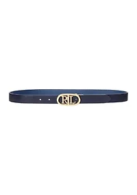 Oval-Logo Reversible Leather Skinny Belt