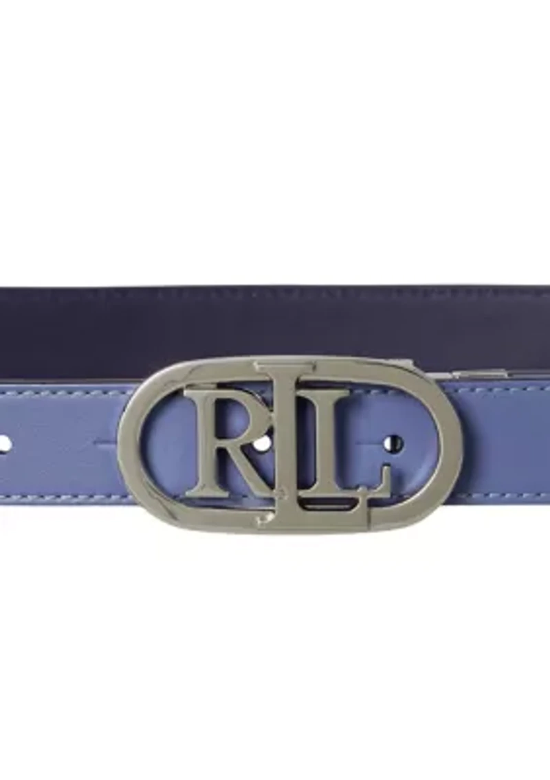 Oval-Logo Reversible Leather Skinny Belt