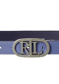 Oval-Logo Reversible Leather Skinny Belt