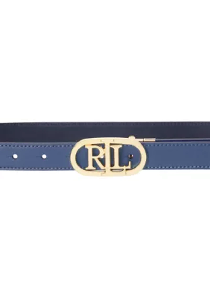 Oval-Logo Reversible Leather Skinny Belt