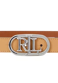 Oval-Logo Reversible Leather Skinny Belt