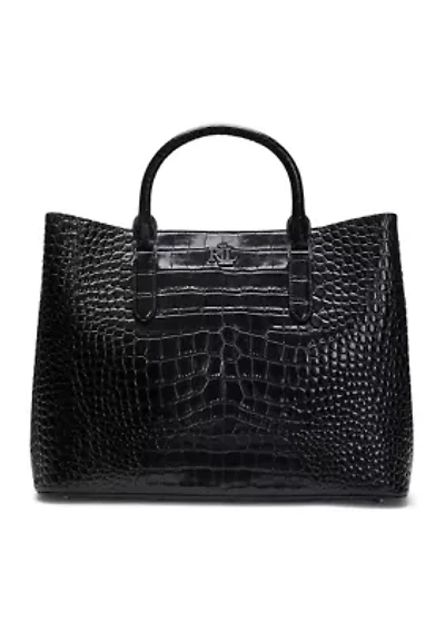 Embossed Leather Large Marcy Satchel