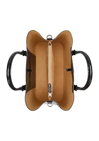 Embossed Leather Large Marcy Satchel