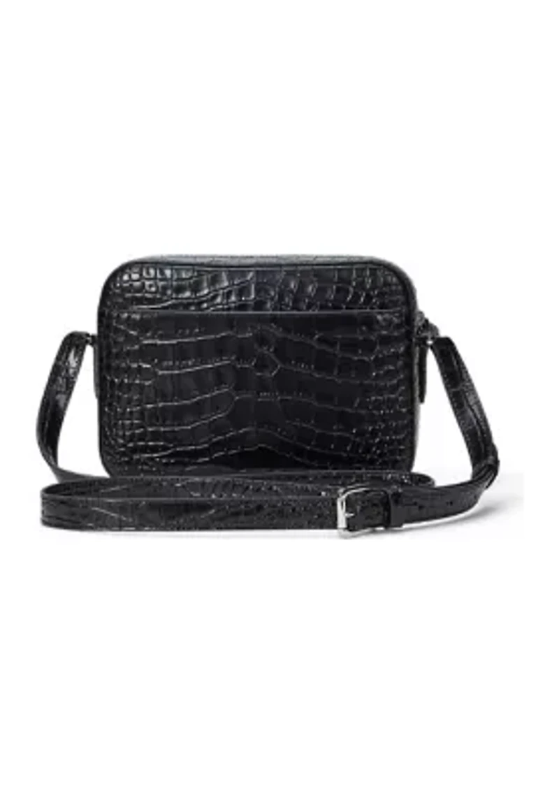 Croc-Embossed Medium Marcy Camera Bag