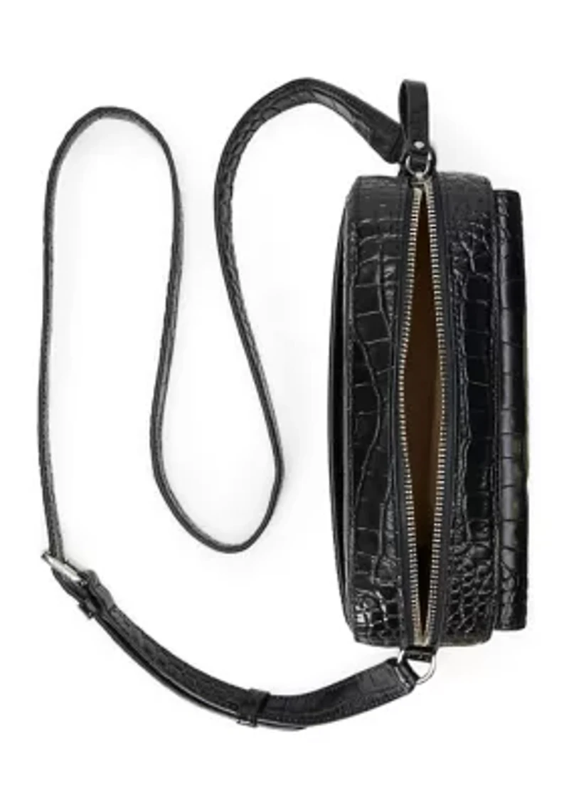 Croc-Embossed Medium Marcy Camera Bag