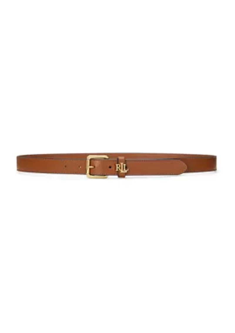 Logo Keeper Leather Skinny Belt