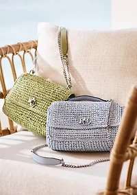 Mélange Woven Straw Medium Sophee Bag