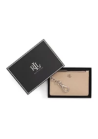 Crosshatch Leather Zip Card Case
