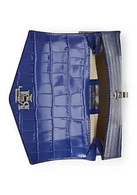 Crocodile Embossed Small Farrah Satchel