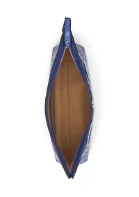 Crocodile Embossed Leather Large Pouch