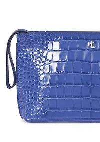 Crocodile Embossed Leather Large Pouch