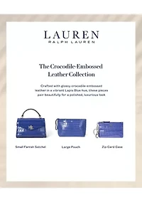 Crocodile Embossed Leather Large Pouch