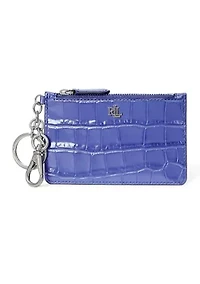 Crocodile Embossed Leather Zip Card Case