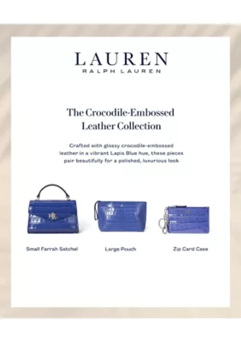 Crocodile Embossed Leather Zip Card Case