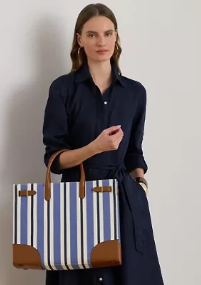 Striped Canvas Large Devyn Tote Bag