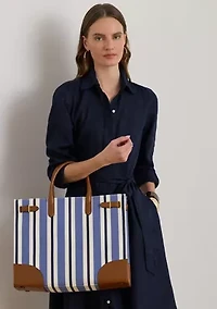 Striped Canvas Large Devyn Tote Bag