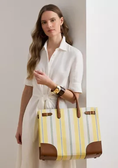 Striped Canvas Large Devyn Tote Bag