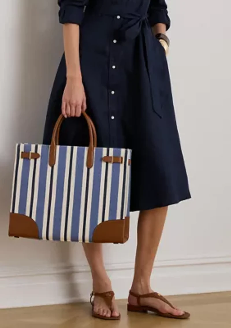 Striped Canvas Large Devyn Tote Bag