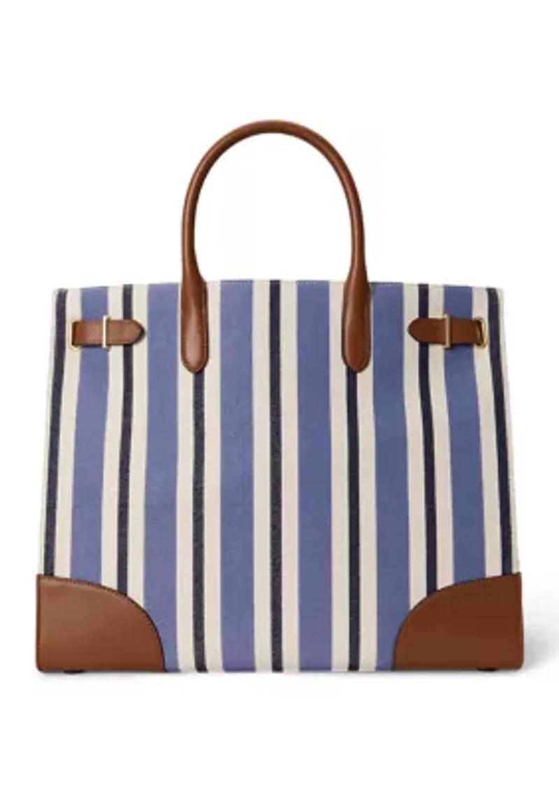 Striped Canvas Large Devyn Tote Bag