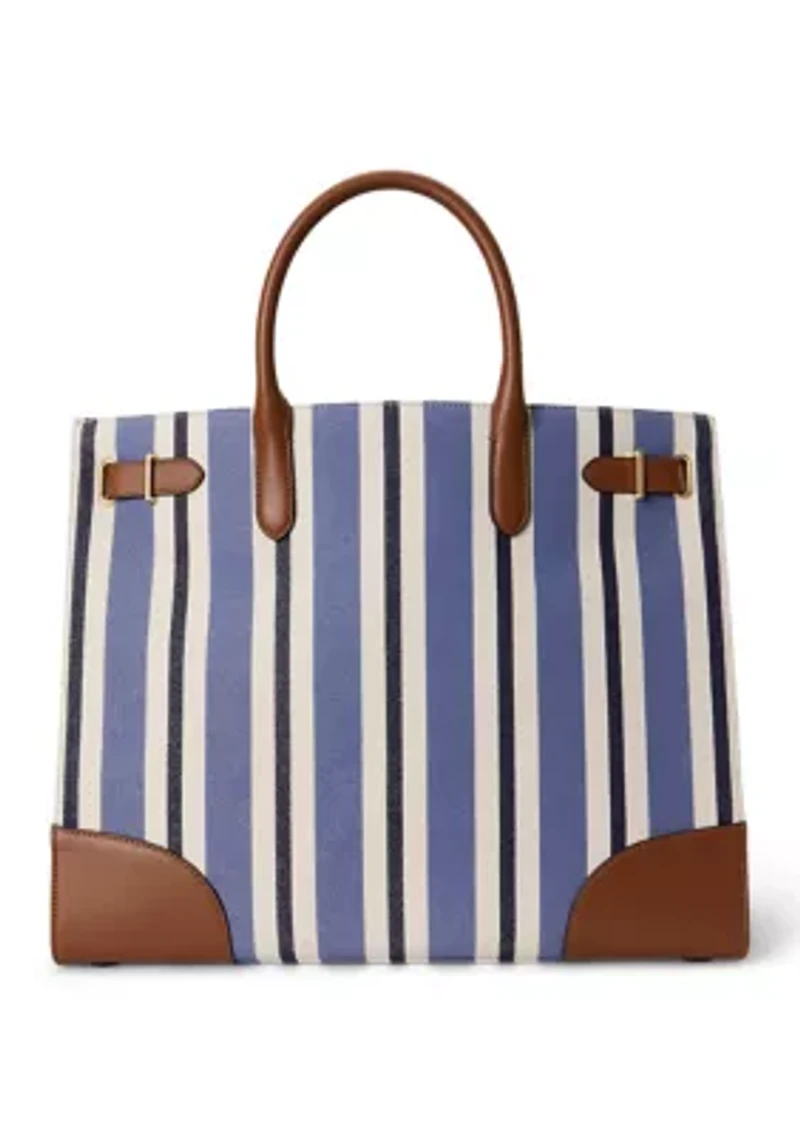 Striped Canvas Large Devyn Tote Bag