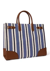 Striped Canvas Large Devyn Tote Bag