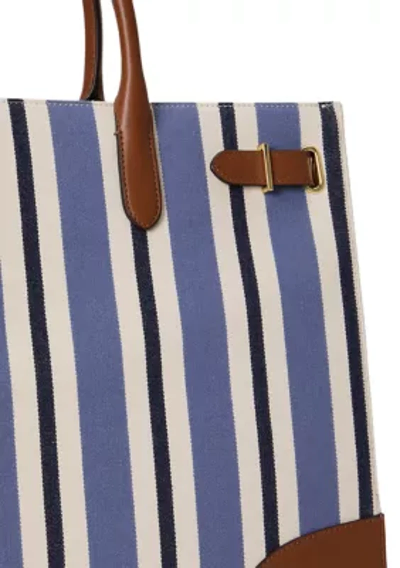 Striped Canvas Large Devyn Tote Bag