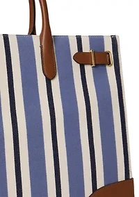 Striped Canvas Large Devyn Tote Bag