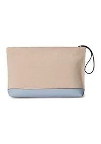 Dog-Embroidered Canvas Large Pouch