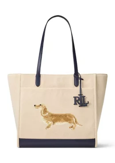 Dog-Embroidered Large Cameryn Tote Bag