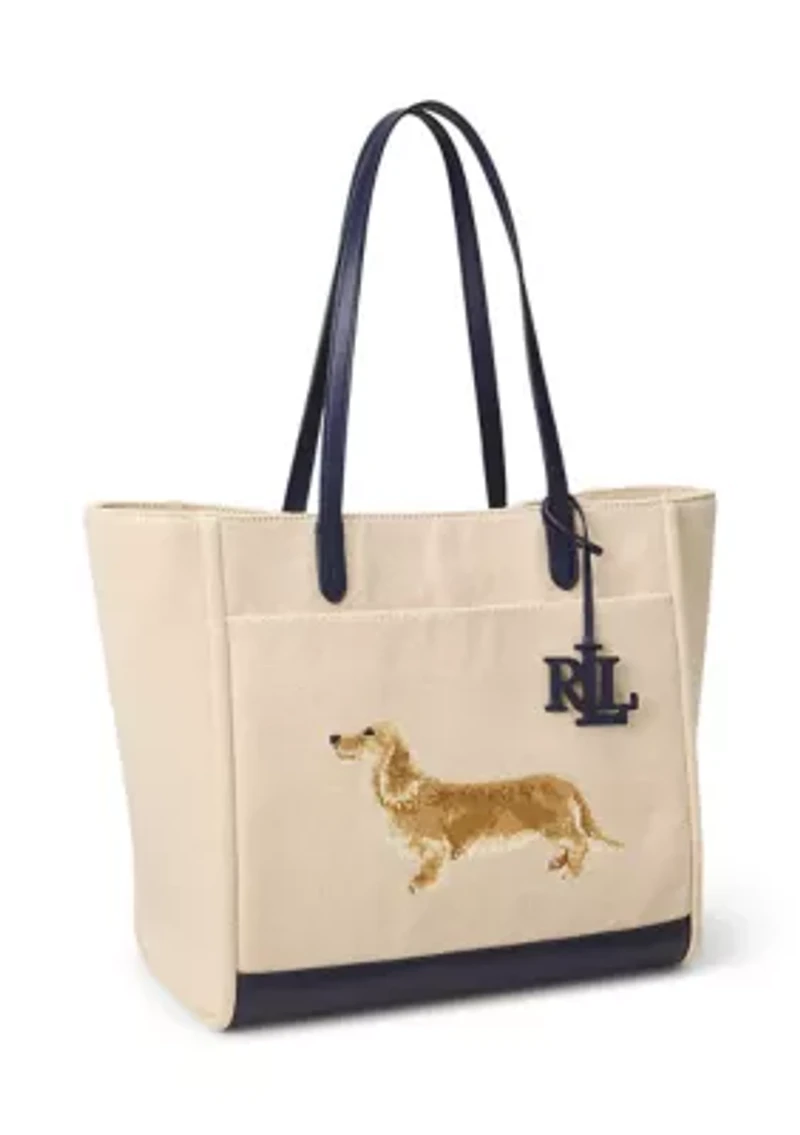 Dog-Embroidered Large Cameryn Tote Bag