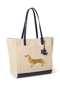 Dog-Embroidered Large Cameryn Tote Bag