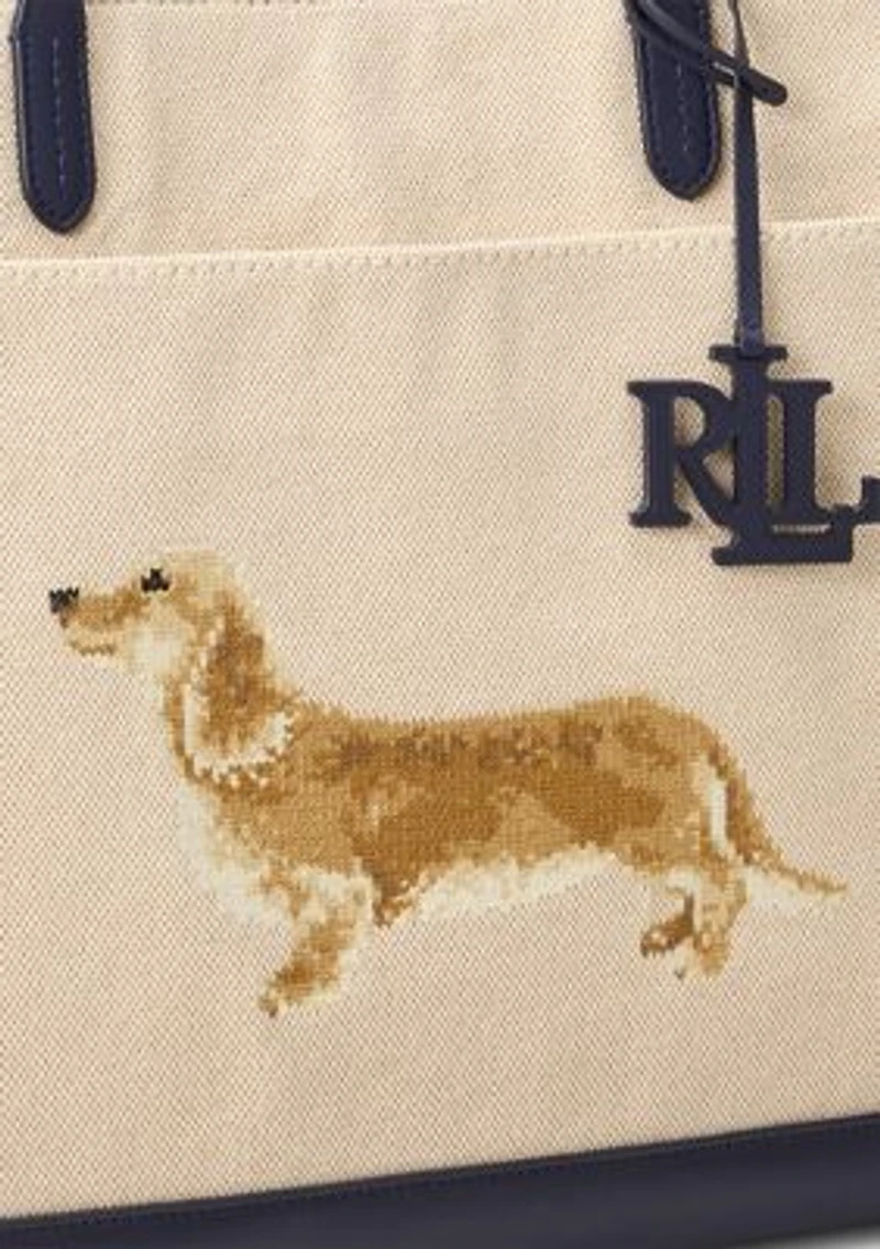 Dog-Embroidered Large Cameryn Tote Bag