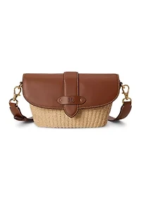 Straw-Leather Small Lynden Shoulder Bag