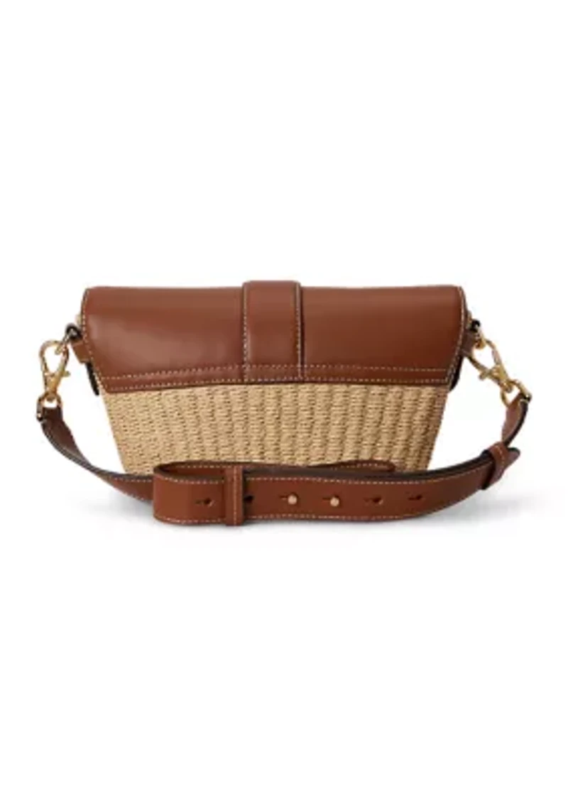 Straw-Leather Small Lynden Shoulder Bag