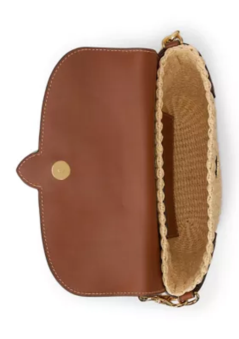 Straw-Leather Small Lynden Shoulder Bag