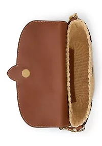 Straw-Leather Small Lynden Shoulder Bag