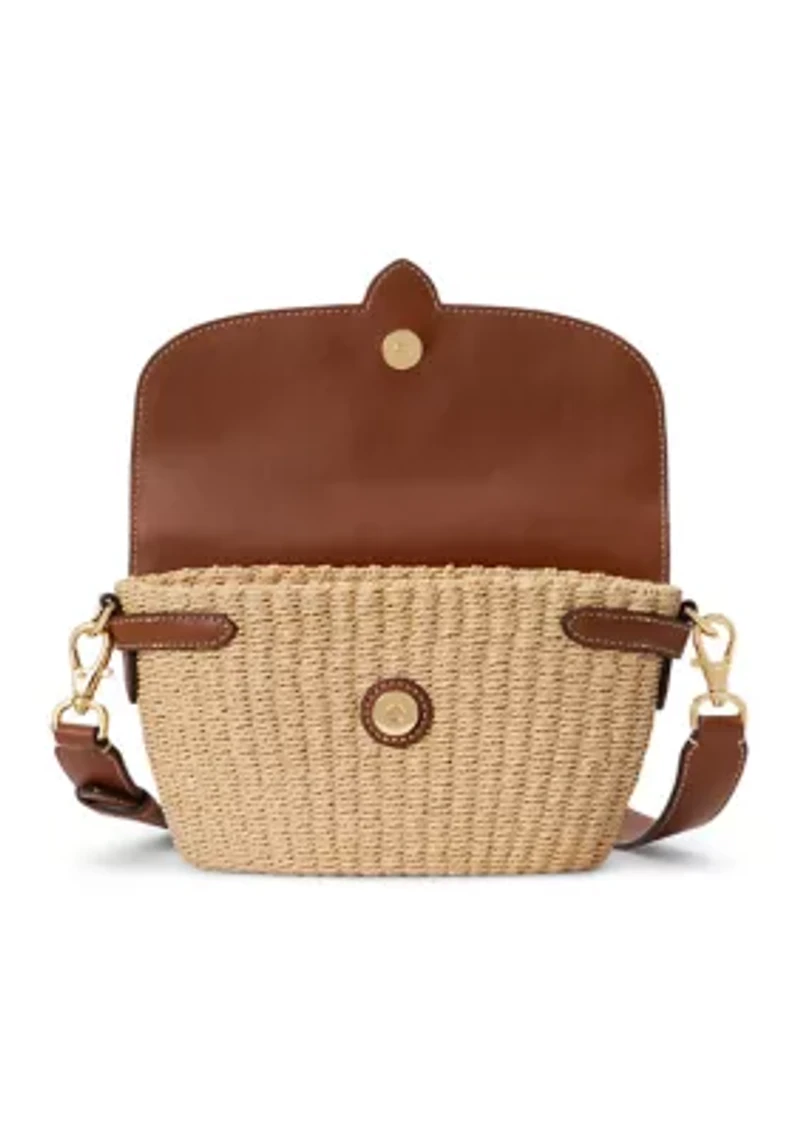 Straw-Leather Small Lynden Shoulder Bag