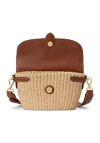 Straw-Leather Small Lynden Shoulder Bag