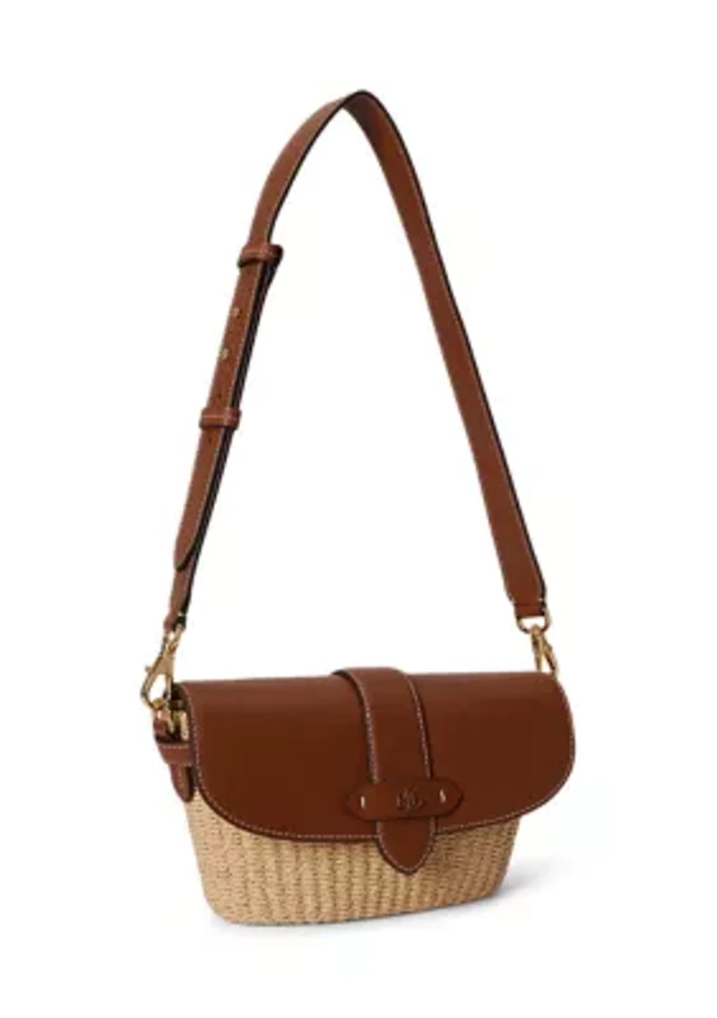Straw-Leather Small Lynden Shoulder Bag