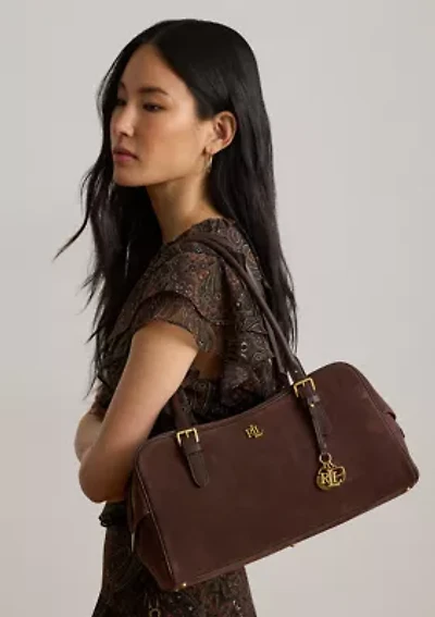 Suede Large Marcy Zip Satchel Bag