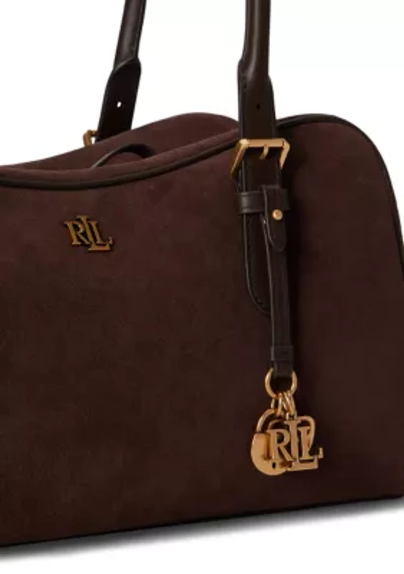 Suede Large Marcy Zip Satchel Bag