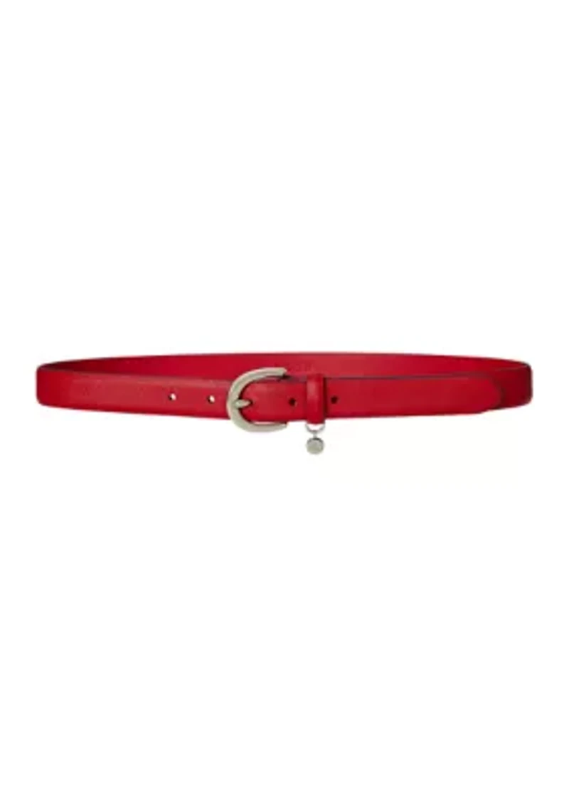 Charm Crosshatch Leather Belt