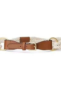 Leather-Trim Rope Skinny Belt