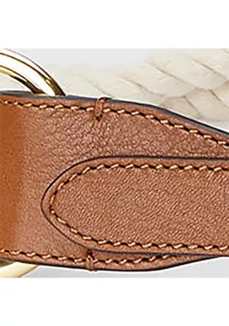 Leather-Trim Rope Skinny Belt