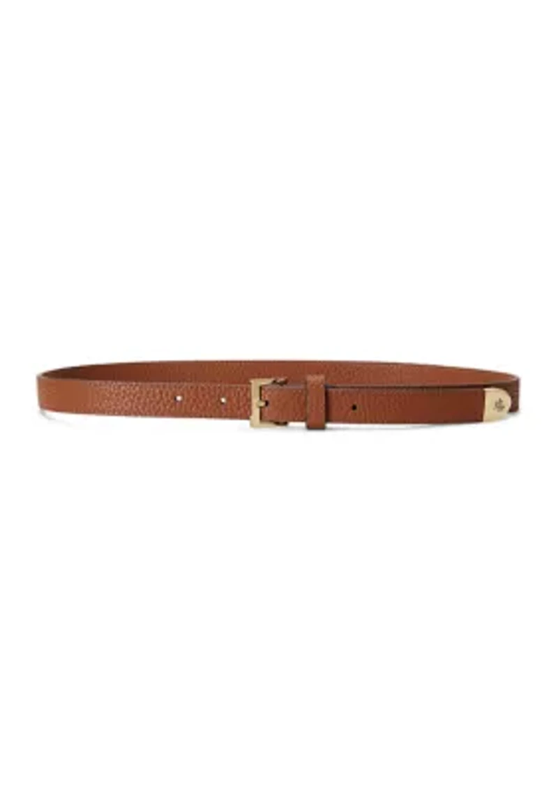 Pebbled Leather Skinny Belt