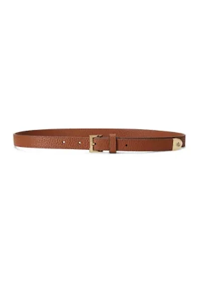 Pebbled Leather Skinny Belt